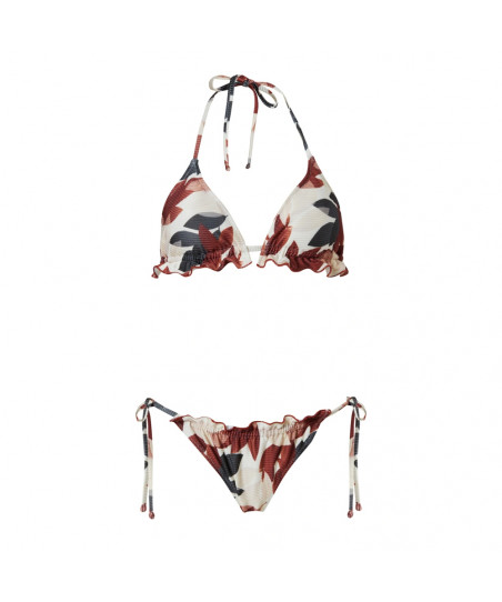 Γυναικείο Μαγιό Bikini Stefania Fragista Gigi Botanical Brown Rib SF2521BBT