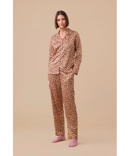 Γυναικεία Πιτζάμα Σατέν Animal Print Noidinotte FA9374 Μακρύ Μανίκι