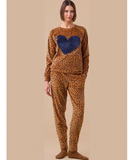Γυναικεία Πιτζάμα Χειμερινή Βελουτέ Animal Print Noidinotte FA9289