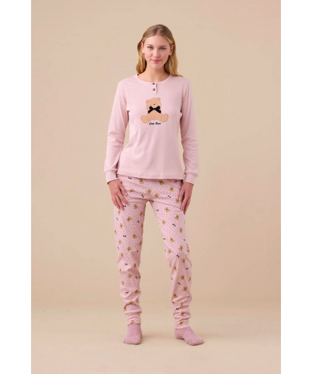 Γυναικεία Πιτζάμα Χειμωνιάτικη Βαμβακερή Αρκουδάκι Noidinotte FA9251