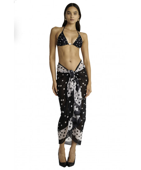 Blu4u Παρεό Μαύρο Πουά 200Χ100 25383271 02