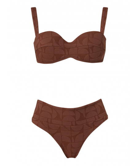 Stefania Fragista Γυναικεία Μαγιό Zoey Coffee Jacguard Καφέ SF2682CJT/SF2682CJB