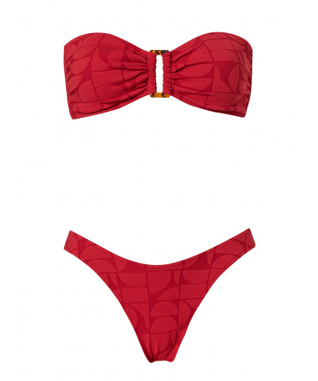 Stefania Fragista Γυναικεία Μαγιό Bikini Set Melita Lipstick Jacquard SF2631LJT/SF2631LJB