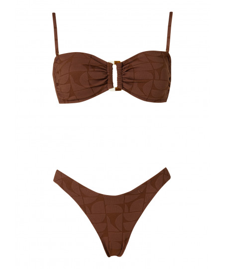 Stefania Fragista Γυναικεία Μαγιό Bikini Set Melita Coffee Jacguard SF2631CJT/SF2631CJB