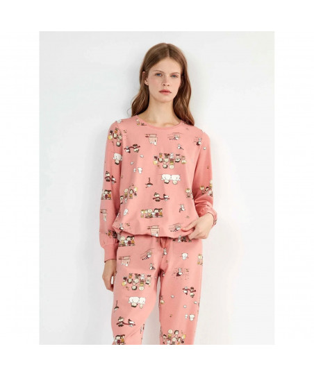 Γυναικεία Πιτζάμα Βαμβακερή Snoopy Peanuts Gisela 2/20456S