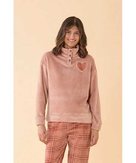 Γυναικεία Πιτζάμα Coral Fleece Ροζ Noidinotte FA9851